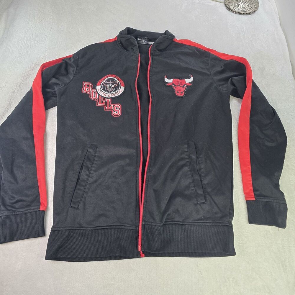 Chicago Bulls Track Jacket Mens Red Black UNK NBA Basketball MISSING ZIPPER